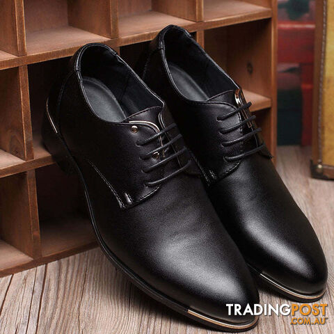 Black / 9.5Zippay Fashion High Quality Genuine Pointed Leather Men Oxfords Lace-Up Business Men Shoes Men Dress Shoes Leather Shoes BRM-423