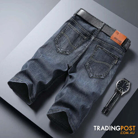 Grey 866 / 34Zippay Summer Men Short Denim Jeans Thin Knee Length New Casual Cool Pants Short Elastic Daily High Quality Trousers New Arrivals