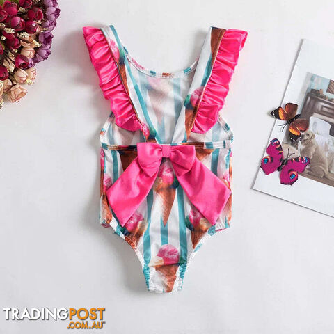 1804 / 4TZippay Baby Girls Swimwears Summer Bikini Set Sun Protection Kids Cute Floral Toddler Learn Swimming Suits One-Piece Sunbeach Swimsuit