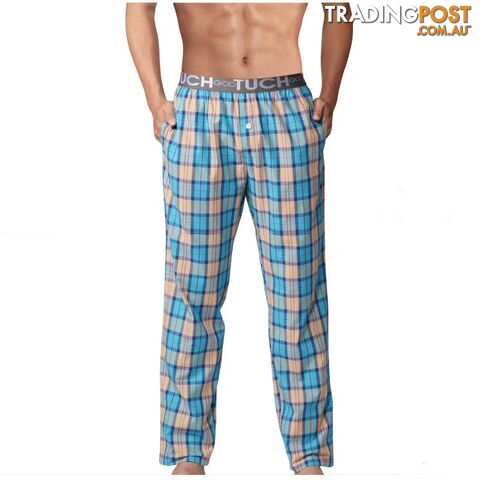 BLUE / MZippay Pyjama Pants Men Underwear Trousers Plaid Mens Lounge Pants Pantalon Piyamas Jovenes Pijama Gootuch 2505