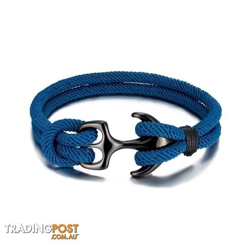 Hole Blue / 19cmZippay Anchor Bracelets Men Double strand Nautical Survival Rope Paracord Bracelet Women Black Stainless Steel Sport Buckle