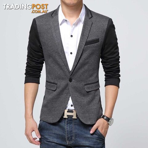 3623 dark grey / XXXLZippay Slim Fit Casual jacket Cotton Men Blazer Jacket Single Button Gray Mens Suit Jacket Autumn Patchwork Coat Male Suite
