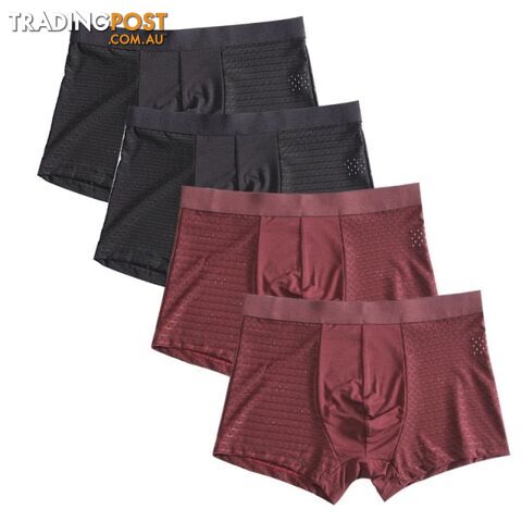 Blk Red / 6XLZippay 4pcs/lot Bamboo Fiber Boxer Pantie Underpant plus size shorts breathable underwear