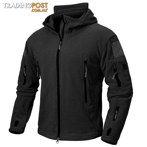 Black / LZippay Winter Tactical Fleece Jacket Men Warm Polar Outdoor Hoodie Coat Multi-Pocket Casual Full Zip Sport Hiking Jacket