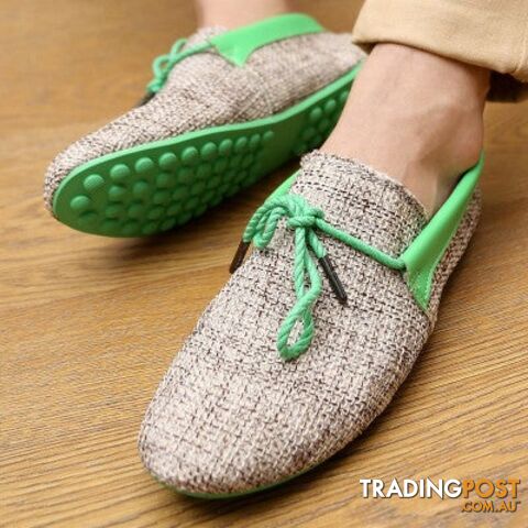 02Green / 8.5Zippay Quality Mens Canvas Casual Lace Slip On Loafer Shoes Moccasins Driving Shoes men flats