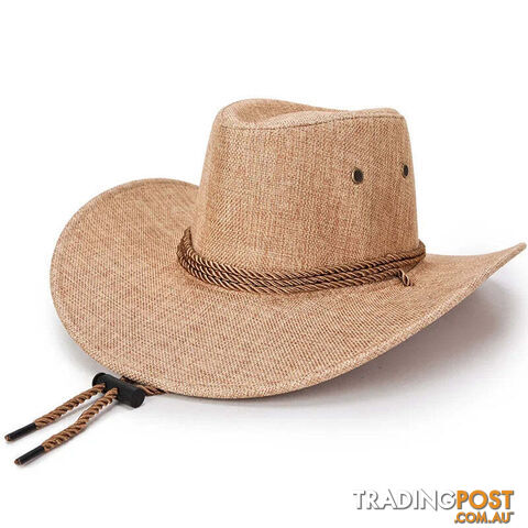 3Zippay Summer Men Hat Breathable Western Cowboy Sunscreen Cap British Style Men Linen Solid Color Retro Casual Lightweight Hat