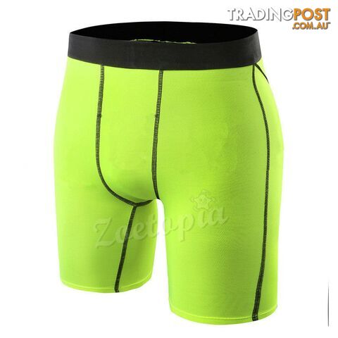 Green / LZippay Men Breathable Quick Dry Underwear Tights Gym Fitness Running Boxers Football Soccer Skinny Sport Training Basketball Shorts