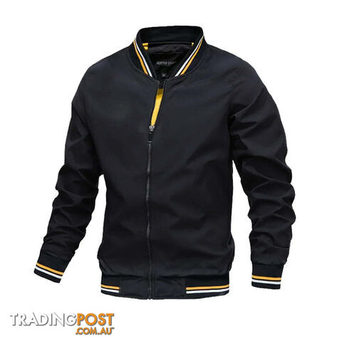 Black / LZippay Bomber Jacket Men Casual Windbreaker Jacket Coat Men High Quality Outwear Zipper Stand Collar Military Jacket Mens