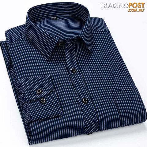 2108 / 46 - 7XLZippay Mens Casual Business Long Sleeved Shirt Classic Plaid Striped Male Social Dress Oversized Shirts