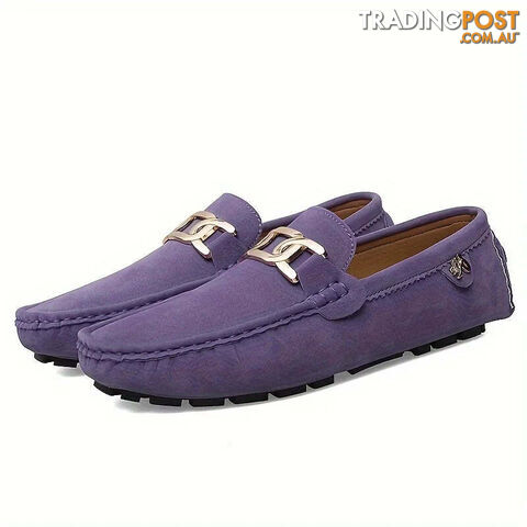Purple / 35Zippay Split Leather Men Loafers Slip on Flats Casual Shoes for Women Moccasins Super Soft Female Footwear