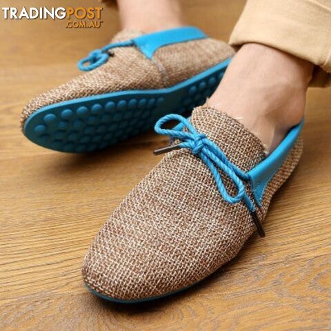 02Skye Blue / 9.5Zippay Quality Mens Canvas Casual Lace Slip On Loafer Shoes Moccasins Driving Shoes men flats
