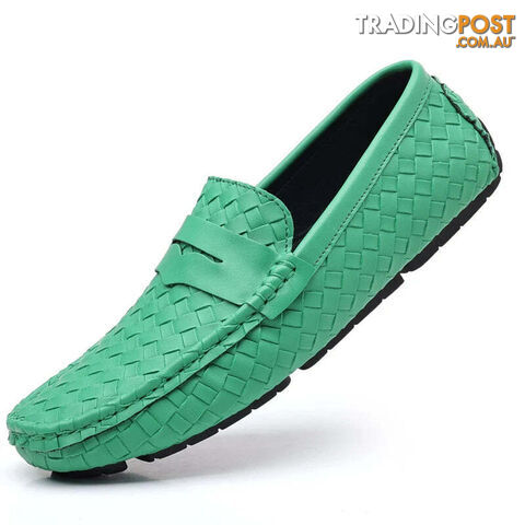 Green / 44Zippay Loafers Men Handmade Moccasins Men Flats Casual Leather Shoes Comfy Loafers Shoes