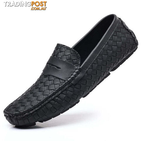 Black / 47Zippay Loafers Men Handmade Moccasins Men Flats Casual Leather Shoes Comfy Loafers Shoes