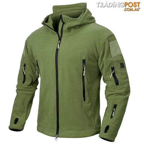 Army Green / SZippay Winter Tactical Fleece Jacket Men Warm Polar Outdoor Hoodie Coat Multi-Pocket Casual Full Zip Sport Hiking Jacket
