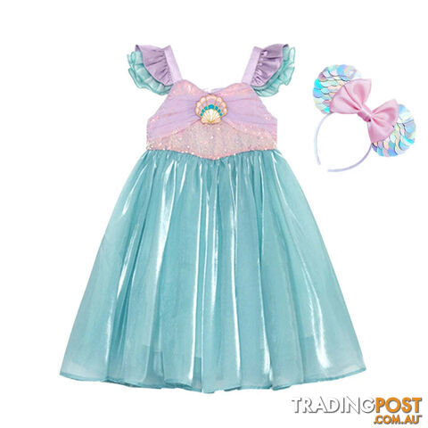 B / 3-4T(size 110)Zippay Princess Costume Kids Dress For Girls Cosplay Children Carnival Birthday Party Clothes Mermaid