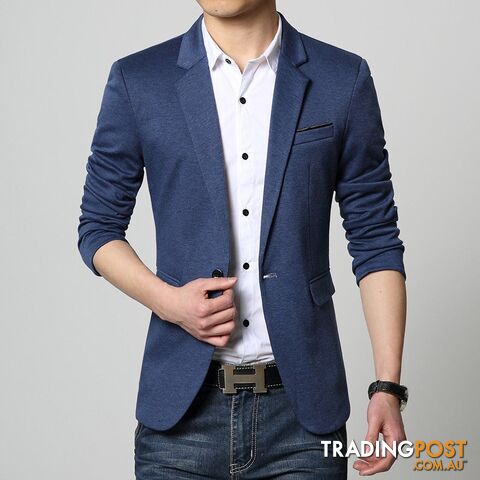 3625 blue / 6XLZippay Slim Fit Casual jacket Cotton Men Blazer Jacket Single Button Gray Mens Suit Jacket Autumn Patchwork Coat Male Suite