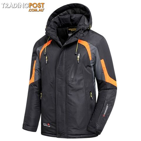 Black / 48 LZippay Men Winter New Outdoor Jet Ski Premium Snow Warm Parkas Jacket Coat Men Outwear Casual Hooded Waterproof Thick Fleece Parka Men