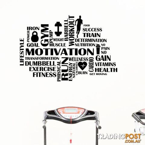 Blue / 82x56 cmZippay Gym Motivational Words Wall Decal Fitness Sport Vinyl Wall Sticker Home Decor GYM Work Out Wall Decoration