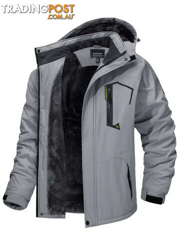 Light Gray / 7XL (US 2XL)Zippay Fleece Lining Mountain Jackets Mens Hiking Jackets Outdoor Removable Hooded Coats Ski Snowboard Parka Winter Outwear