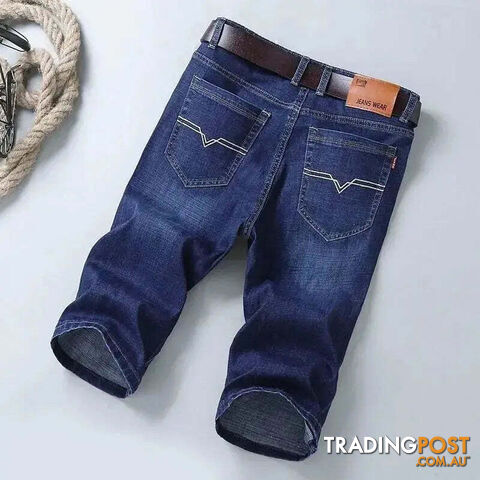 Dark Blue 009 / 31Zippay Summer Men Short Denim Jeans Thin Knee Length New Casual Cool Pants Short Elastic Daily High Quality Trousers New Arrivals