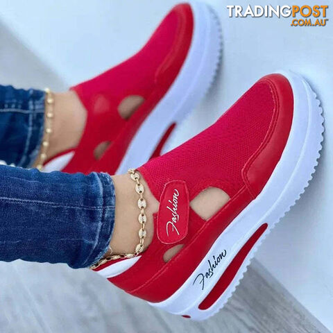 Red / 42Zippay Women Sneakers High Quality Tennis Female Canvas Casual Shoes Ladies Platform Hollow Out Sport Shoes