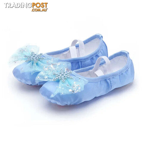 Ice blue / 28Zippay Lovely Princess Dance Soft Soled Ballet Shoe Children Girls Cat Claw Chinese Ballerina Exercises Shoes