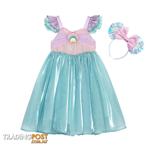 B / 4-5T(size 120)Zippay Princess Costume Kids Dress For Girls Cosplay Children Carnival Birthday Party Clothes Mermaid