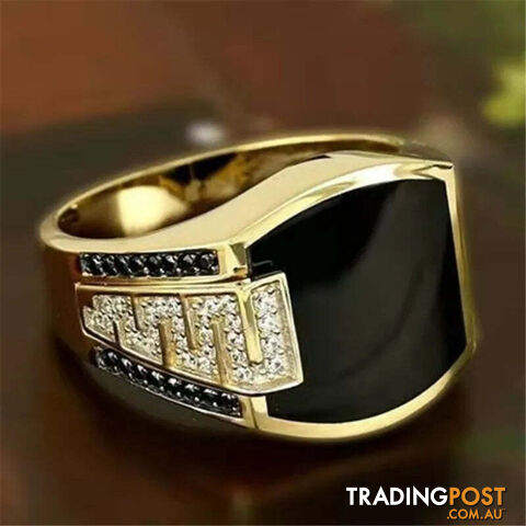 AJZ1809gold / 7Zippay Metal Glossy Rings for Men Geometric Width Signet Square Finger Punk Style Fashion Ring Jewelry Accessories