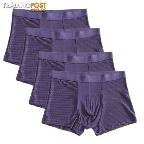 Dark Blue / 6XLZippay 4pcs/lot Bamboo Fiber Boxer Pantie Underpant plus size shorts breathable underwear
