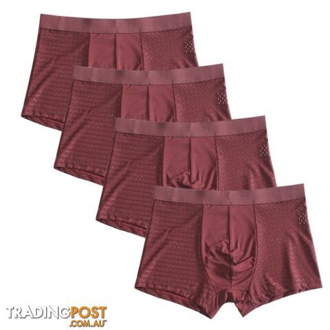 Red / LZippay 4pcs/lot Bamboo Fiber Boxer Pantie Underpant plus size shorts breathable underwear