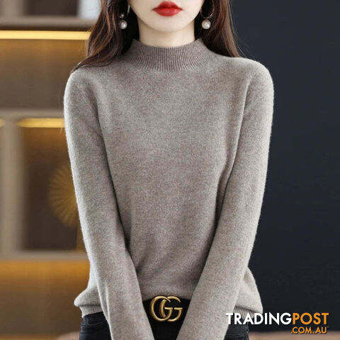 14 / MZippay 100% Pure Wool Half-neck Pullover Cashmere Sweater Women's Casual Knit Top