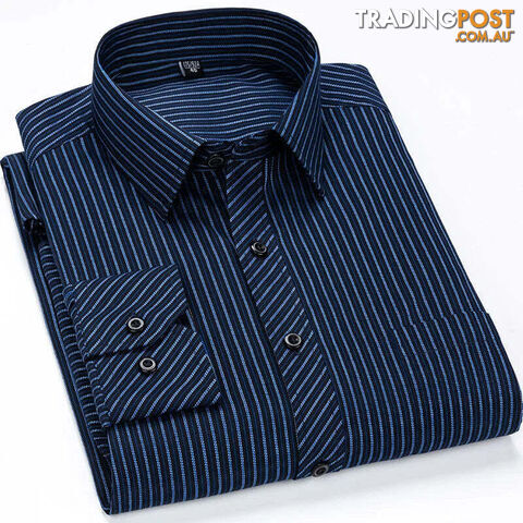 2106 / 41 - XXLZippay Mens Casual Business Long Sleeved Shirt Classic Plaid Striped Male Social Dress Oversized Shirts