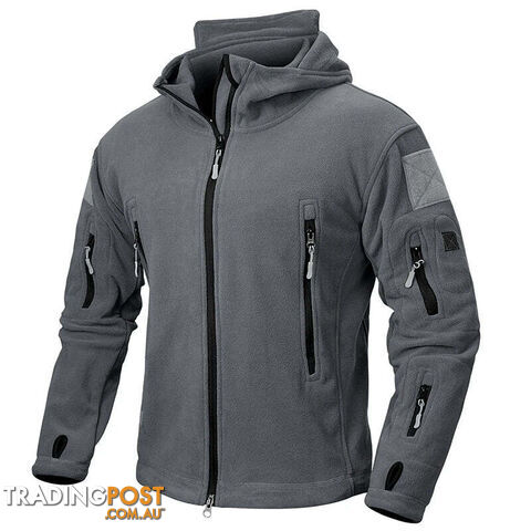 Dark Gray / XXLZippay Winter Tactical Fleece Jacket Men Warm Polar Outdoor Hoodie Coat Multi-Pocket Casual Full Zip Sport Hiking Jacket