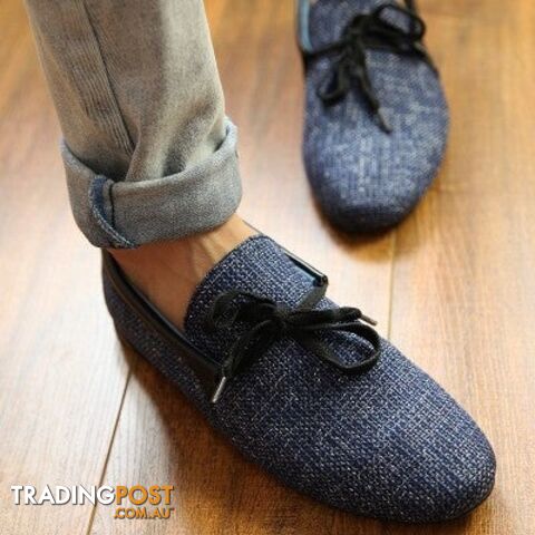 01Blue / 6.5Zippay Quality Mens Canvas Casual Lace Slip On Loafer Shoes Moccasins Driving Shoes men flats