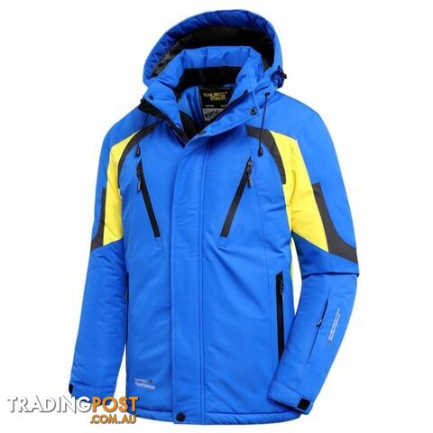 Blue / 48 LZippay Men Winter New Outdoor Jet Ski Premium Snow Warm Parkas Jacket Coat Men Outwear Casual Hooded Waterproof Thick Fleece Parka Men