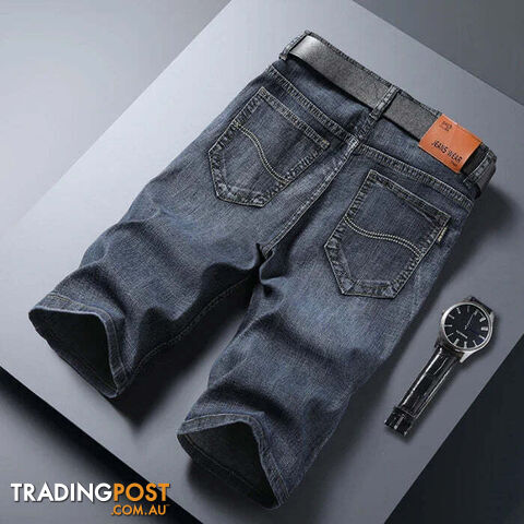 Grey 866 / 29Zippay Summer Men Short Denim Jeans Thin Knee Length New Casual Cool Pants Short Elastic Daily High Quality Trousers New Arrivals
