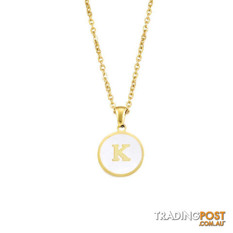 KZippay Minimalist Initial Enamel White A-Z Pendant Letter Alphabet Personalize Pendant Necklace for Women Men Jewelry Gift