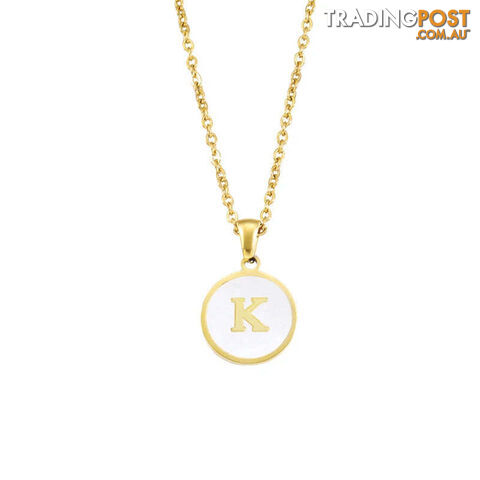 KZippay Minimalist Initial Enamel White A-Z Pendant Letter Alphabet Personalize Pendant Necklace for Women Men Jewelry Gift