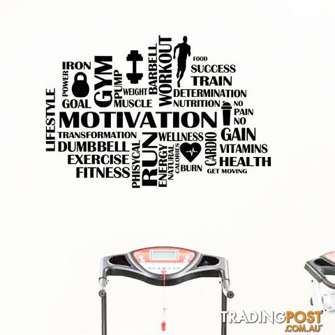 Brown / 56x38 cmZippay Gym Motivational Words Wall Decal Fitness Sport Vinyl Wall Sticker Home Decor GYM Work Out Wall Decoration