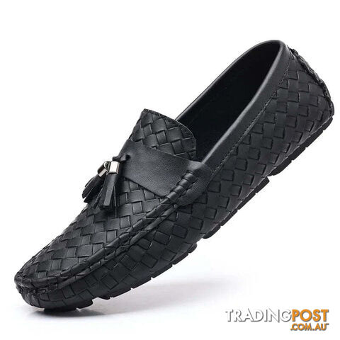 black / 40Zippay Designer Leather Casual Shoes for Men High Quality Fashion Comfortable Man's Loafers Flats Driving Shoes
