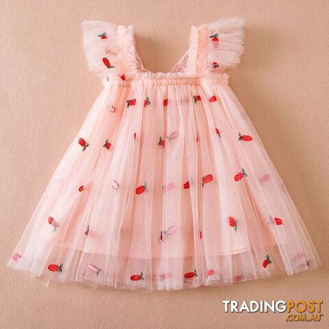 A01959-F / 3TZippay Butterfly Mesh Flying Sleeve Dress Girls Dresses Girls Summer Casual Wear Children's Clothes
