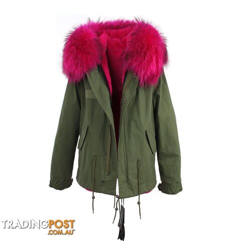 color 4 / MZippay women's army green Large raccoon fur collar hooded coat parkas outwear 2 in 1 detachable lining winter jacket brand style