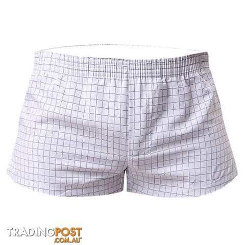 white plaid / XXLZippay Men Underwear Boxer Shorts Trunks Slacks Cotton Men Boxer Shorts Underwear Printed Men Shorts Home Underpants std05
