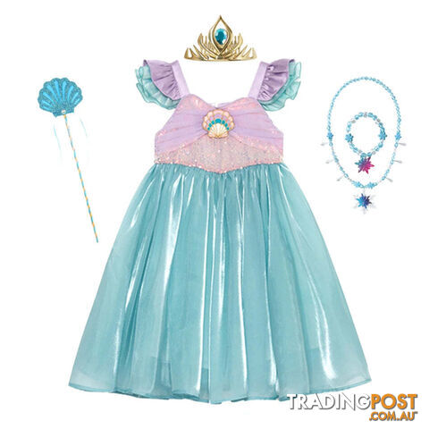 C / 5-6T(size 130)Zippay Princess Costume Kids Dress For Girls Cosplay Children Carnival Birthday Party Clothes Mermaid