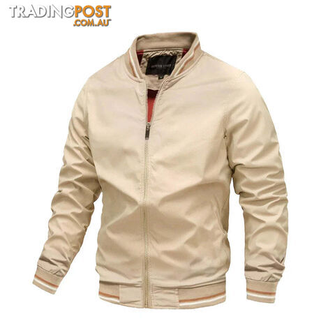 Khaki / XLZippay Bomber Jacket Men Casual Windbreaker Jacket Coat Men High Quality Outwear Zipper Stand Collar Military Jacket Mens