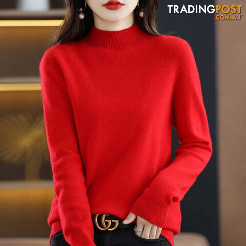 10 / LZippay 100% Pure Wool Half-neck Pullover Cashmere Sweater Women's Casual Knit Top