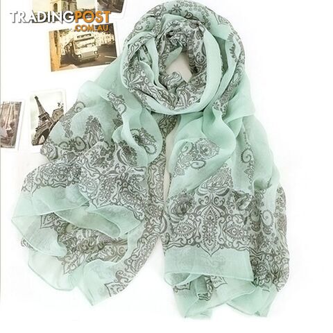 Light GreenZippay 160*70cm High Blue and White Porcelain Style Thin Section the Silk Floss Women Scarf Shawl #L033511