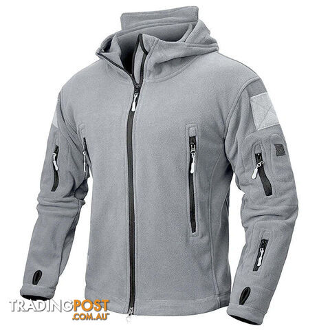 Light Gray / XXLZippay Winter Tactical Fleece Jacket Men Warm Polar Outdoor Hoodie Coat Multi-Pocket Casual Full Zip Sport Hiking Jacket