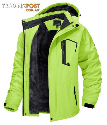 F Green / 3XL(US L)Zippay Fleece Lining Mountain Jackets Mens Hiking Jackets Outdoor Removable Hooded Coats Ski Snowboard Parka Winter Outwear