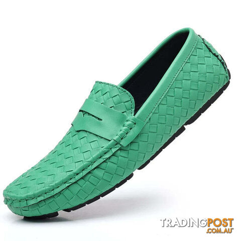 Green / 47Zippay Loafers Men Handmade Moccasins Men Flats Casual Leather Shoes Comfy Loafers Shoes